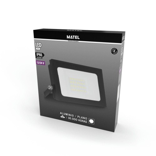Proyector LED 10W 12/24V IP65 MATEL en aluminio negro – Luz fría 6400K