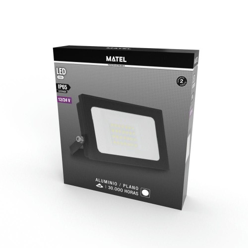 Proyector LED 20W 12/24V IP65 MATEL en aluminio negro – Luz fría 6400K