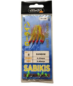 Plumas Asari Pro Sabiki Rainbow nº4 - Metralleta 5 anzuelos 0.40mm