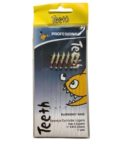 Plumas Teeth Profesional Sabiki - Metralleta 6 anzuelos Nº4 o Nº6