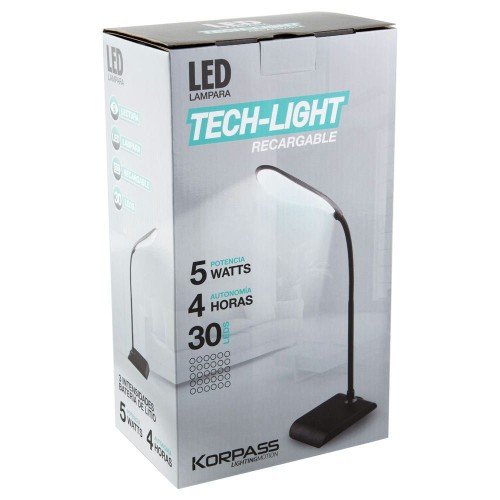 Lámpara LED Korpass 5W Oval Blanca Recargable para Escritorio – 30 Leds, Luz Fría