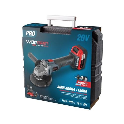 Amoladora 115/125mm WORGRIP 20V 5.0Ah Brushless