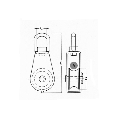 Polea giratoria simple INOX AISI304