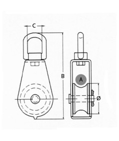 Polea giratoria simple INOX AISI304