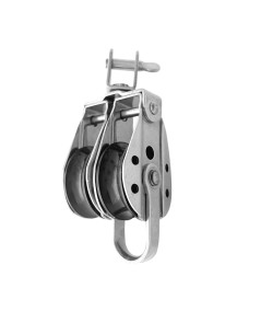 Polea mini doble giratoria con arraigo Delrin INOX316 8 mm