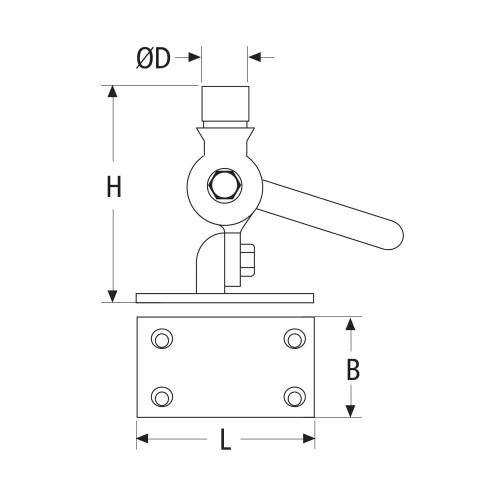 Soporte antena base plana INOX AISI316