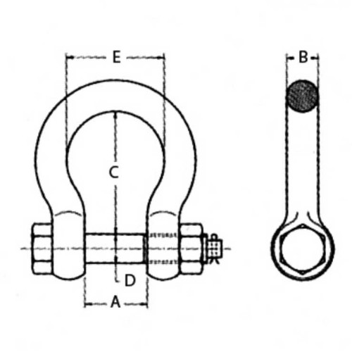 Grillete lira alta resistencia con tuerca y pasador 22x25mm (7/8")