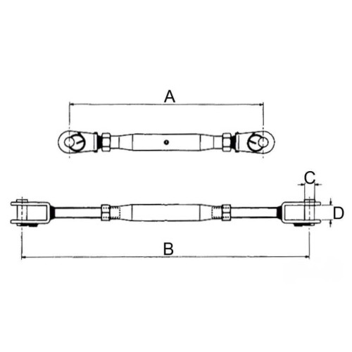 Tensor tubular horquilla-horquilla INOX AISI 316