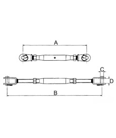 Tensor tubular horquilla-horquilla INOX AISI 316