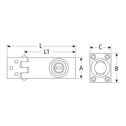 Aldabilla con cerradura INOX AISI 316