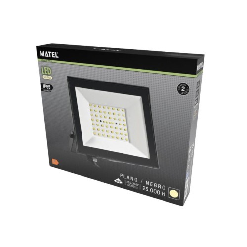 Proyector LED plano negro 100W luz neutra IP65