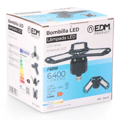 Bombilla LED “LEAF” E27 60W luz fría 6500K plegable