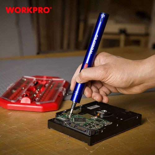 Destornillador de precisión recargable WORKPRO USB 3,6 V | Kit 26 Piezas