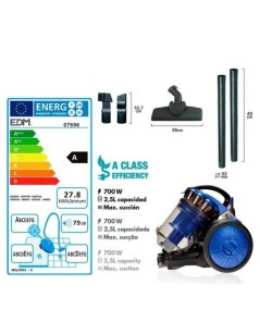 Aspiradora Multiciclónica EDM 700W | Potente, Sin Bolsa y Clase A