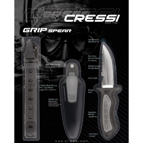 Cuchillo Cressi Grip – Compacto, Robusto y Ergonómico