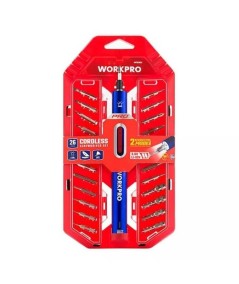 Destornillador de precisión recargable WORKPRO USB 3,6 V | Kit 26 Piezas