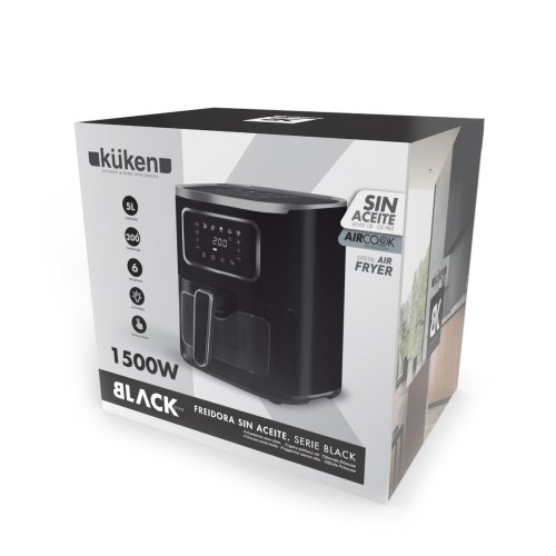 Freidora sin Aceite Negra Digital KÜKEN 5L – Con Ventana y Pantalla Táctil