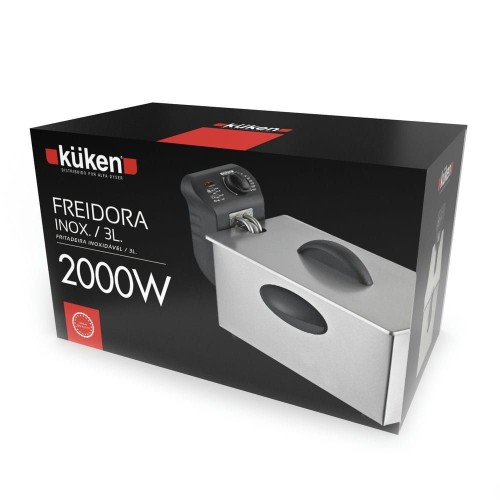 Freidora Inox KÜKEN 2000W – 3 Litros, Termostato Ajustable