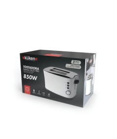 Tostadora Blanca 2 Ranuras 850W KÜKEN – Tostado perfecto y uniforme