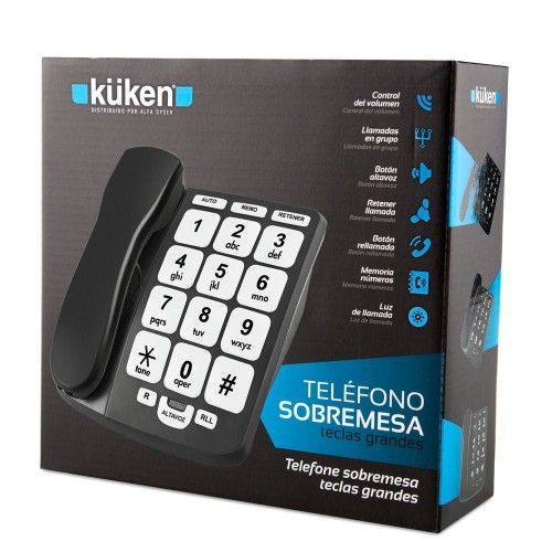 Teléfono de Sobremesa Küken Negro – Teclas Grandes