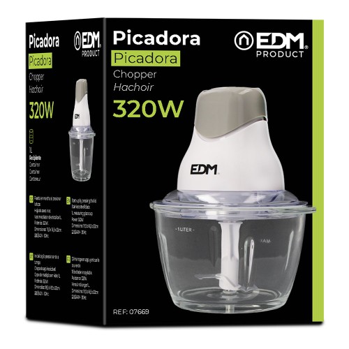 Picadora con Recipiente de Cristal 320W | Potente y Compacta