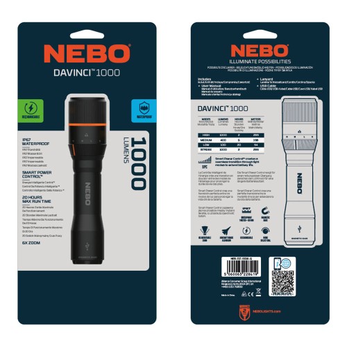 Linterna recargable NEBO DaVinci 1000 lúmenes IP67